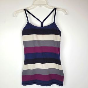 Lululemon top rugby stripe purple blue see measurements for size Athletic